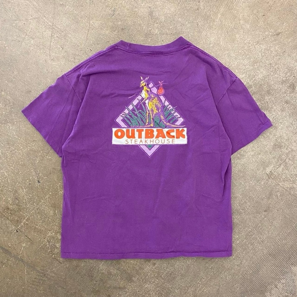 Vintage 90s Outback Steakhouse Promo Restaurant Australia Anvil T-Shirt Size XL